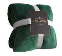 TASTHROW Couverture Polaire Flanelle Moelleuse et Épaisse, Jeté de Canapé Chaud et Doux en Peluche, Plaid (Vert Foncé, 130x180cm)
