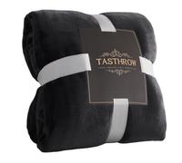 TASTHROW Flanelle Couverture Polaire, Moelleuse Couverture Polaire Epaisse, Jeté de Canapé Couverture Chaude et Douce en Peluche Plaid Polaire (Noir, 130x180cm)