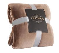 TASTHROW Flanelle Couverture Polaire, Moelleuse Couverture Polaire Epaisse, Jeté de Canapé Couverture Chaude et Douce en Peluche Plaid Polaire (Café léger, 130x180cm)