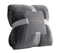 TASTHROW Grande Couverture Polaire en Flanelle - Confortable, légère et épaisse, Convient pour Toutes Les Saisons, pour Femmes, Hommes et Enfants (127 x 178 cm, Gris)