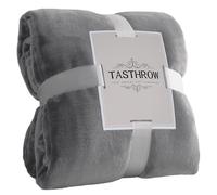 TASTHROW Gris léger Plaid Couverture Polaire Flanelle 130x150 cm, Grand Jeté de Canapé en Flanelle, Confortable Couverture Canapé Plaid Chaud et Doux