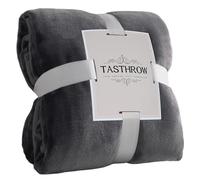 TASTHROW Gris Plaid Couverture Polaire Flanelle 130x150 cm, Grand Jeté de Canapé en Flanelle, Confortable Couverture Canapé Plaid Chaud et Doux