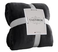 TASTHROW Noir Plaid Couverture Polaire Flanelle 130x150 cm, Grand Jeté de Canapé en Flanelle, Confortable Couverture Canapé Plaid Chaud et Doux