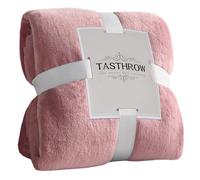 TASTHROW Rose Plaid Couverture Polaire Flanelle 130x150 cm, Grand Jeté de Canapé en Flanelle, Confortable Couverture Canapé Plaid Chaud et Doux