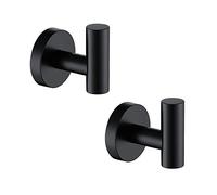 TASTOS Lot de 2 crochets ronds pour serviette de bain en acier inoxydable Noir
