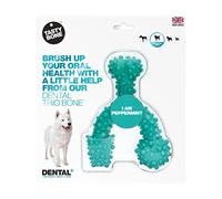 Tasty Bone TrioBone Jouet à mâcher Dentaire en Nylon pour Grands Chiens (Menthe poivrée) - Dents et gencives saines Solides, Indestructible pour Les masticateurs agressifs, saveur éternelle, fabriqué