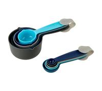 Tasty Lot de 10 tasses à mesurer et cuillères à mesurer, tasses à mesurer pour la cuisson, ensemble de tasses et cuillères en plastique, ustensiles de cuisine, couleur : bleu clair, bleu, gris