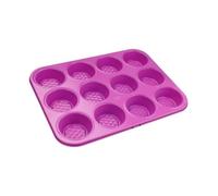 Tasty 678673 Moule à muffins pour 12 gâteaux, moule à gâteau, plaque à muffins, moule pour 12 muffins, moule à cupcake, moule à muffin, Acier au carbone, Fuchsia, 35,5 x 27 x 3 cm