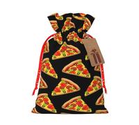 Tasty Pizza Printing Fashion Bag Pochette légère avec cordon de serrage avec étiquette Kraft pour Noël Halloween