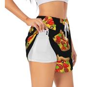 Tasty Pizza Short de sport d'été pour femme Loisirs quotidiens Jogging cyclisme exercice en plein air, blanc, L Grande longueur