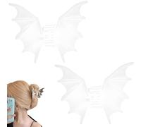 Tasutterr Halloween Bat Hair Clip, Goth Large Metal Bat Hair Claw Clips for Women and Girls, Gothic Barrettes Party Costumes Favors (White*2)