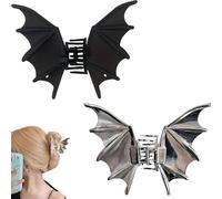 Tasutterr Halloween Bat Hair Clip, Goth Large Metal Bat Hair Claw Clips for Women and Girls, Gothic Barrettes Party Costumes Favors (2PCS-D)