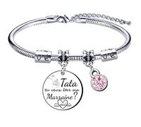Tata Bracelet Cadeau Annonce grossesse Tata et Marraine Bracelet Veux tu etre ma Marraine Cadeau Marraine Anniversaire cadeau marraine original cadeau marraine demande cadeau marraine baptême (1)
