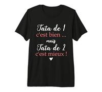 Tata de 1 C'est Bien Tata de 2 C'est Mieux Annonce Grossesse T-Shirt Haut de Gamme