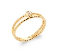 Tata Gisèle Bague 2 Rangs Ajourés en Plaqué Or 18 carats - Cabochon Trèfle à 4 Feuilles pavé d'Oxydes de Zirconium - Sachet Cadeau Velours Offert (56)