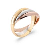 Tata Gisèle Bague 3 Anneaux Entrelacés en Plaqué Or 18 carats (Jaune et Rose) et Argent 925/000 Rhodié - 3 Couleurs - Sachet Velours Offert (50)