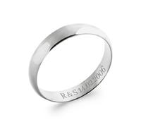 Tata Gisèle Bague Alliance en Argent 925/000 Rhodié - Largeur 4 mm - Gravure Intérieure Incluse - Emballage Cadeau (54)