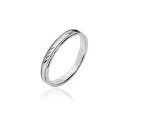 Tata Gisèle Bague Alliance en Argent 925/000 Rhodié - Strié Relief 3 mm - Gravure Intérieure Incluse - Emballage Cadeau (56)
