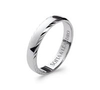 Tata Gisèle Bague Alliance Mixte en Argent 925/000 Rhodié - Lisse avec bords biseautés et striés - Gravure Intérieure Incluse - Emballage Cadeau (66)