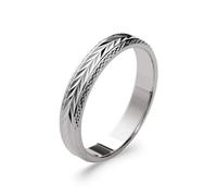 Tata Gisèle Bague Alliance pour homme en Argent 925/000 Rhodié - Motif en épi gravé - Gravure Intérieure Incluse - Emballage Cadeau (66)