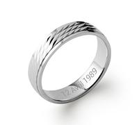 Tata Gisèle Bague Alliance pour Homme en Argent 925/000 Rhodié - Motif Strié - Gravure Intérieure Incluse - Emballage Cadeau (60)