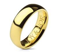 Tata Gisèle Bague Anneau 6 mm en Acier Inoxydable Poli Miroir - Doré - Gravure Incluse - Sachet Velours ou Ecrin (54)