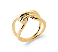 Tata Gisèle Bague Anneau Plaqué Or 18 Carats - 2 Anneaux Reliés par Un Twist d'Anneaux - Sachet Velours Offert - (54)
