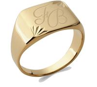 Tata Gisèle Bague Chevalière en Plaqué Or 18 Carats - Cabochon Rectangle avec Motif - Gravure Incluse - Ecrin Offert (66)