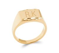 Tata Gisèle Bague Chevalière en Plaqué Or 18 Carats - Cabochon Rectangle - Gravure Incluse - Ecrin Offert (58)