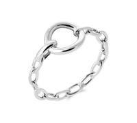 Tata Gisèle Bague en Argent 925/000 Rhodié - Cabochon Rond Anneau ajouré - Anneau comme Une Chaine avec des maillons - Sachet Velours Offert (60)