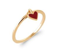 Tata Gisèle Bague en Plaqué Or 18 carats - Anneau et Coeur - Email Rouge - Sachet Cadeau Offert (52)