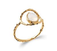 Tata Gisèle Bague en Plaqué Or et Pierre de Lune taillée en Goutte dans un Cercle - Sachet Cadeau Velours Offert (58)