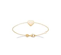 Tata Gisèle Bracelet Chaine en Plaqué Or 18 carats - Pendentif Coeur - GRAVURE incluse Recto/Verso - Sachet Cadeau Velours Offert
