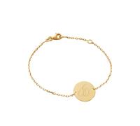 Tata Gisèle Bracelet Identité Enfant en Plaqué Or 18 carats - Chaine Fine - Plaque Médaille Ronde avec Gravure Incluse - Emballage Cadeau
