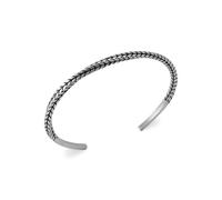 Tata Gisèle Bracelet Jonc Rigide et Ouvert en ACier Inoxydable pour Homme - Motif Tressé Torsadé - Diamètre 66 mm - Bijou Masculin Idée Cadeau Fete des Peres Papa Mari