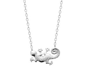 Tata Gisèle Collier en Argent 925/000 Rhodié - Chaine avec Pendentif Salamandre Gecko Lezard - Sachet Velours Offert