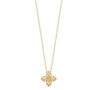 Tata Gisèle Collier en Plaqué Or 18 carats - Pendentif Croix Ajourée sertie d'Oxydes de Zirconium - Sachet Velours Offert