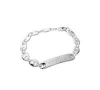 Tata Gisèle Gourmette pour Homme en Argent 925/000 Rhodié - Maille Grain de Café - Largeur 6 mm - Longueur 19 cm - Gravure Incluse - Emballage Cadeau