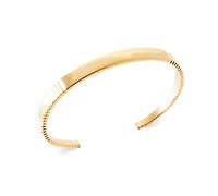 Tata Gisèle Jonc Rigide Ouvert pour Homme en Plaqué Or 18 carats - Strié et Lisse - Sachet Cadeau Offert