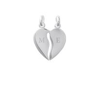Tata Gisèle Pendentif en Argent 925/000 Rhodié - Coeur Sécable en Deux - GRAVURE incluse - Emballage Cadeau