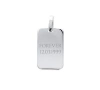 Tata Gisèle Pendentif en Argent 925/000 Rhodié - Rectangle - Sachet Cadeau Velours Offert - Gravure Incluse