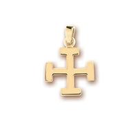 Tata Gisèle Pendentif en Plaqué Or 18 carats - Croix Potencée Scout - Sachet Velours Offert