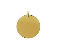 Tata Gisèle Pendentif en Plaqué Or 18 carats - Médaillon Rond 27 mm - Sachet Cadeau Velours Offert - Gravure incluse au verso