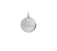 Tata Gisèle Pendentif Rond en Argent 925/000 Rhodié - Médaille Ronde 15 mm - Gravure Incluse - Sachet Velours Offert