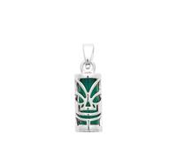 Tata Gisèle Pendentif Tiki Polynésien en Argent 925 et Pierre Naturelle, Agate Rouge ou Verte, Avec ou Sans Chaîne, Emballage Cadeau Inclus, Marque Francaise (Agate Verte)