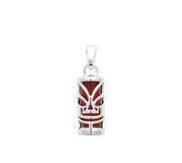 Tata Gisèle Pendentif Tiki Polynésien en Argent 925 et Pierre Naturelle, Agate Rouge ou Verte, Avec ou Sans Chaîne, Emballage Cadeau Inclus, Marque Francaise (Agate Rouge)