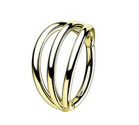 Tata Gisèle Piercing Cartilage Oreille en Titane - Créole Trois Cercles sur Un Segment Charnière - Différentes Epaisseurs et Couleurs - (Or Doré, 8)