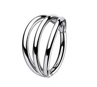 Tata Gisèle Piercing Cartilage Oreille en Titane - Créole Trois Cercles sur Un Segment Charnière - Différentes Epaisseurs et Couleurs - (Argenté, 8)