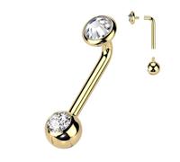 Tata Gisèle Piercing Christina pour le Clitoris, en Titane et Oxydes de Zirconium, 1 Zircon brillant à chaque extrémité, disponible en doré ou argenté. Bijou Intime Femme (Doré, 10 mm)