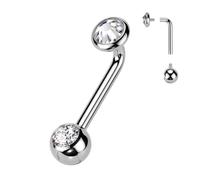 Tata Gisèle Piercing Christina pour le Clitoris, en Titane et Oxydes de Zirconium, 1 Zircon brillant à chaque extrémité, disponible en doré ou argenté. Bijou Intime Femme (Argenté, 12 mm)